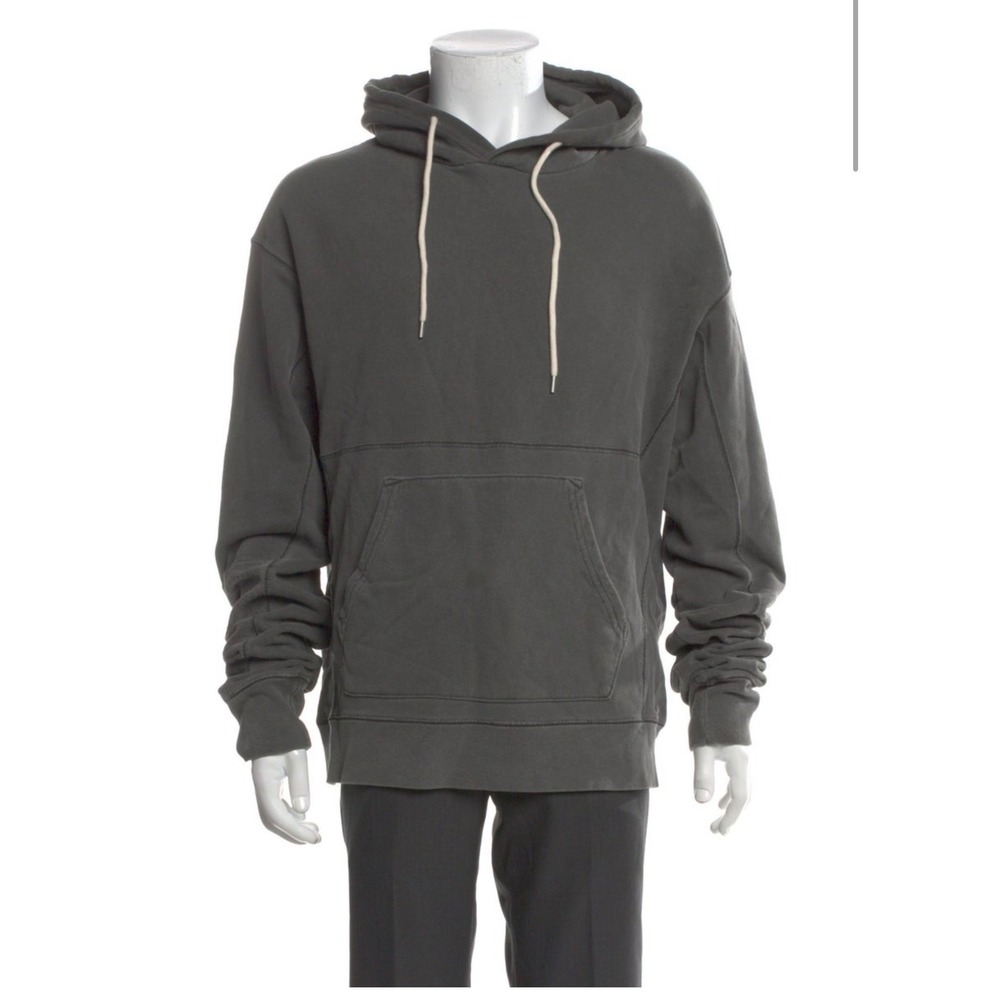 John Elliott Men Charcoal Grey Beach Hoodie Cotton French Terry XL Relaxed Fit